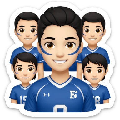 A black hair teen supporter with bold full-face paint, smiling with fierce team spirit. sticker