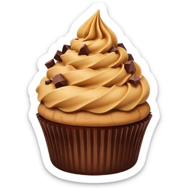 Cupcake with peanut butter and fudge pieces on top sticker