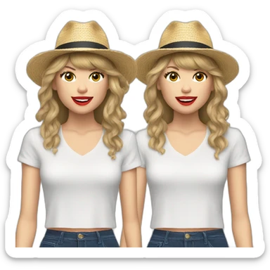 Taylor swift singing 22 with her hat and shirt sticker