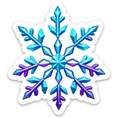 cyan and purple snowflake glitter sticker