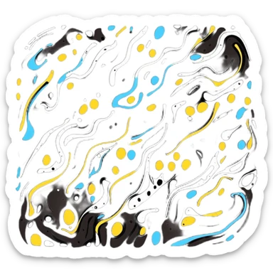 Pollock abstract splatter art in cartoon sticker style sticker