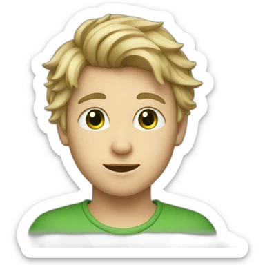 dark-blond tousled-forward-hairs green-eyed boy sticker