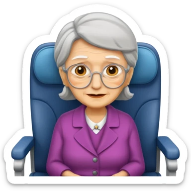 old woman passanger in plane seat sticker