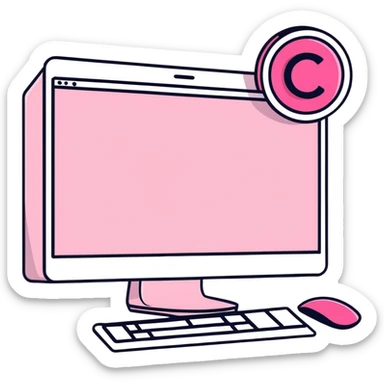 Pink Web browser on a computer sticker