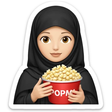 a burka holding a bucket of popcorn sticker