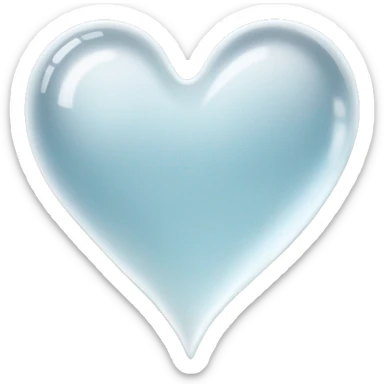 Glass clear white heart  sticker