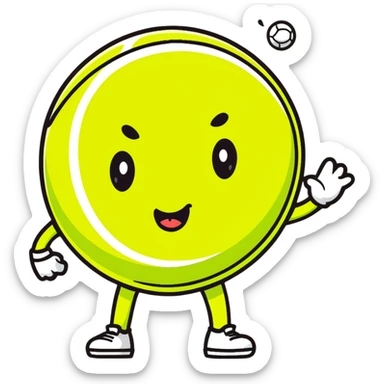 Tennis ball with funny face sticker