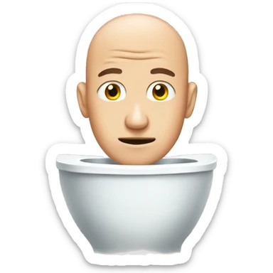 bald head in toilet sticker