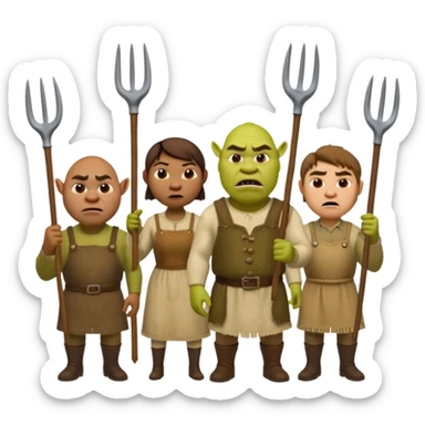 les villagois dans shrek avec des fourches sticker