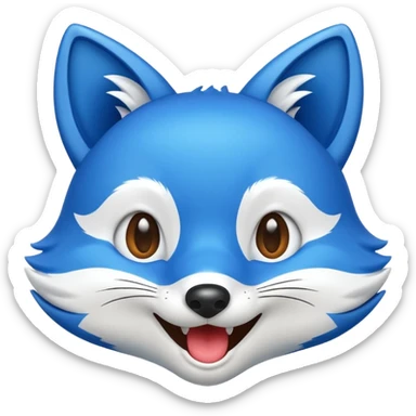 happy blue fox receiving a nose boop, smiling, emoji style sticker