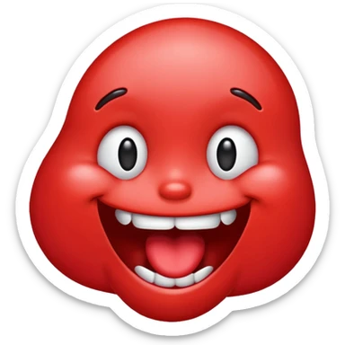 Make the siley emoji to be red and drooling. Make it look realistic sticker