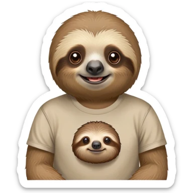 a sloth with a grumpy face and in a t-shirt that says “sonya” sticker