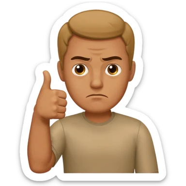 man giving a thumbs-down sticker