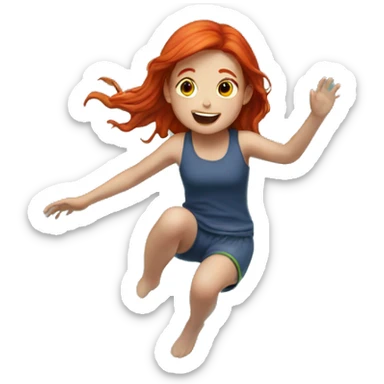 Red hair girl jump into water sticker