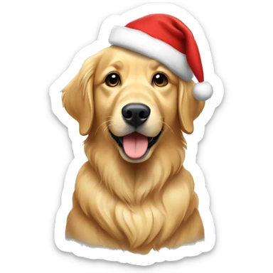 Golden retriever in a Christmas hat  sticker
