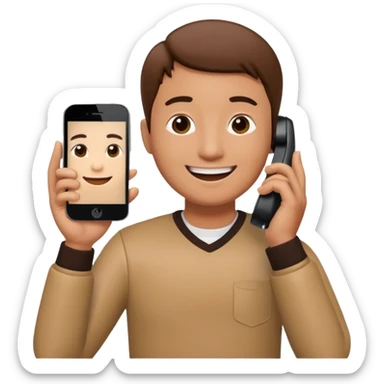 A 3D bitmoji talking on mobile with someone sticker