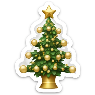 Christmas tree with white and gold decorations sticker