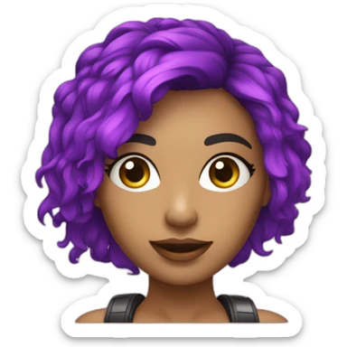 Dj mulher branca cabelo curto e franja rosa com laço roxo na cabeça sticker