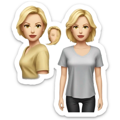 ultra realistic charlize theron wearing shirt sticker