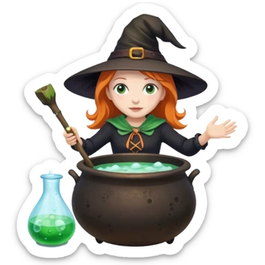 Witch Girl İn A Cauldron mixing Soapy Water sticker