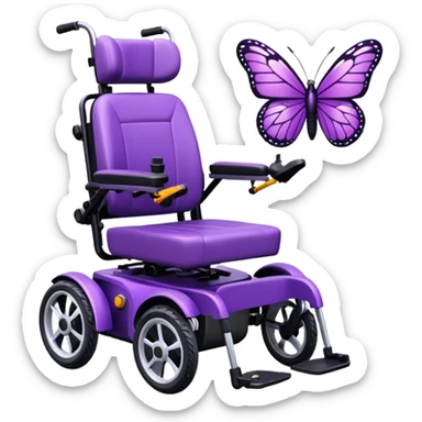 electric wheelchair purple butterfly design sticker