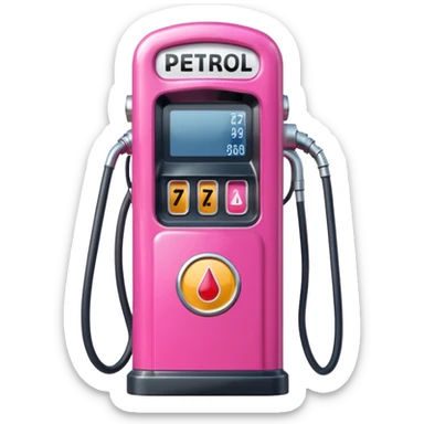 a pink petrol pump sticker