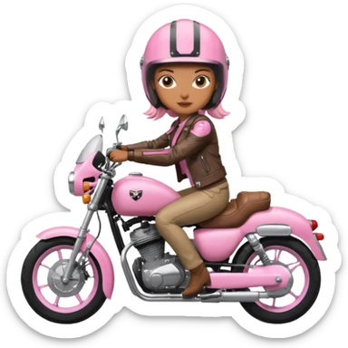 woman rider riding pink motorbike sticker
