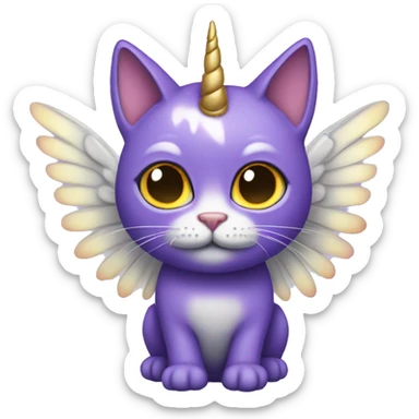 Purple cat with unicorn wings sticker