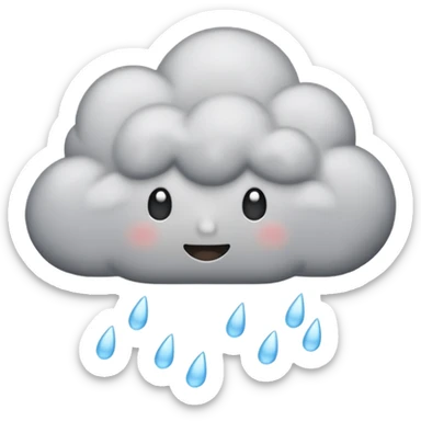 emoji of grey cloud is raining, withou faces sticker