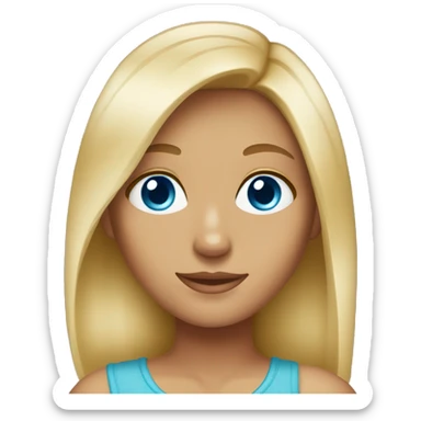 Blond girl  with tanned skin and blue eyes and brown highlights sticker