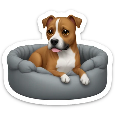 Staffie dog in small bed sticker