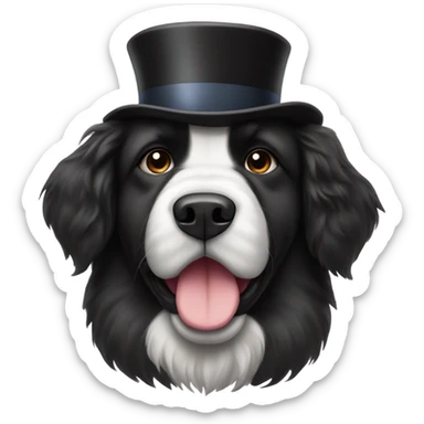 Newfoundland dog with top hat sticker
