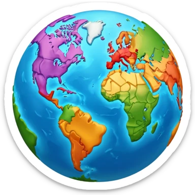 world with 3d continents aesthtic sticker
