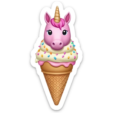 An ice cream with a pink unicorn  sticker