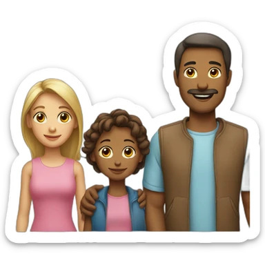 father, mother, teenager boy, small girl sticker