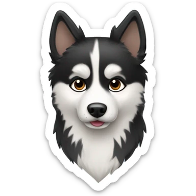 black and white fur pomsky dog sticker