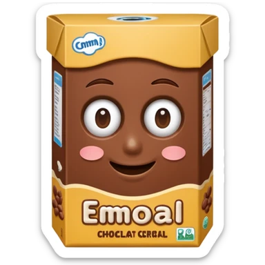 brown chocolate cereal box without eyes and mouth sticker