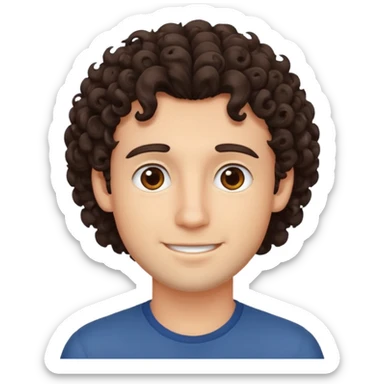 Make a guy with curly dark browns hair sticker