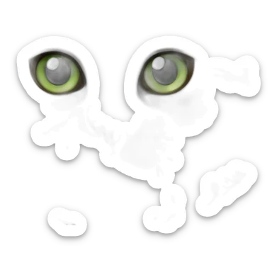 Fat Green eyed American bobtail cat grey and White fur sticker