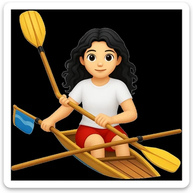 Make the girl's outfit red shorts and a white short-sleeved t-shirt in the style of apple style emojis sticker