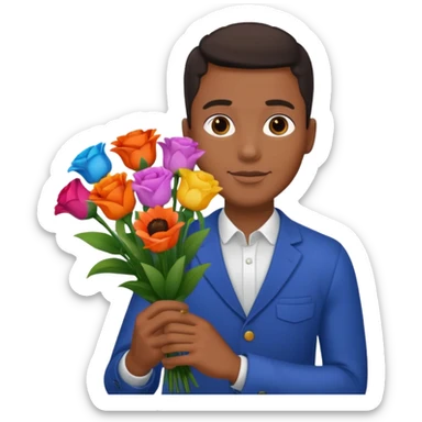 Black Male hand give a bogue of flowers sticker