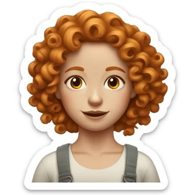 Curly ginger hair painting girl sticker