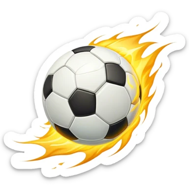 Cinematic Realistic image of a soccer ball soaring through the air, capturing dynamic motion and finely detailed textures with a dramatic, high-energy lighting that evokes the thrill of the game sticker