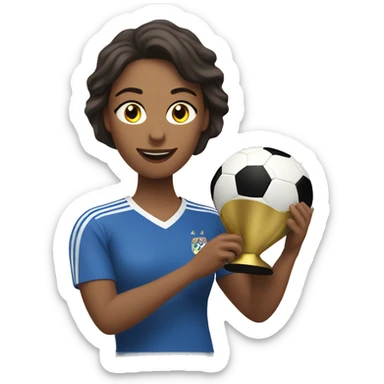 mujer alzando una copa de futbol sticker