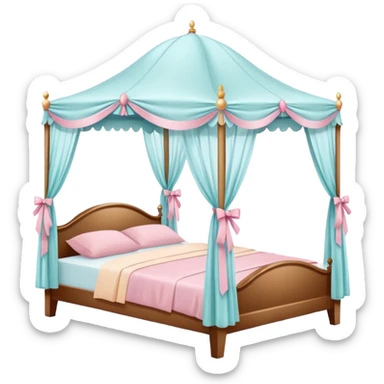 charming bed with canopy ribbons delicate coquette details sticker