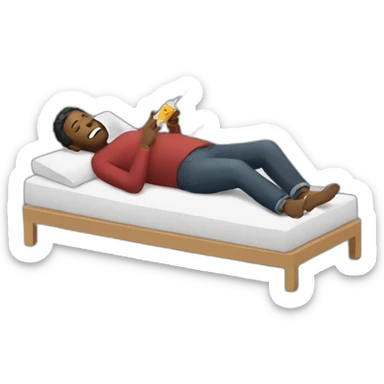 Man lying on his back while vaping sticker