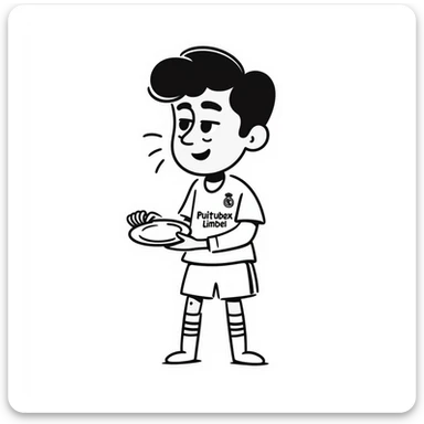Lamine Yamal in Real Madrid football club uniform, crying and holding a plate sticker