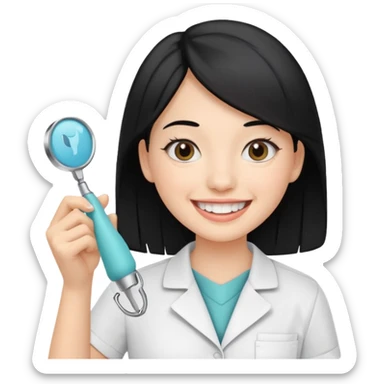 estudiante mujer de odontología con el cabello negro con un explorador  sticker