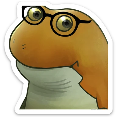 Funny goldfish character with round glasses and silly expression sticker