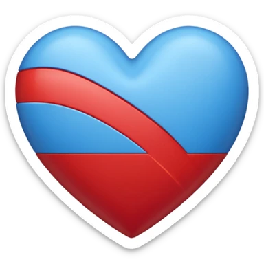 corazon azul y rojo a rayas sticker